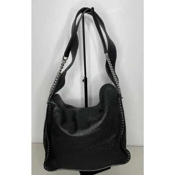 Michael Kors Handbag Astor Studded Black Leather Shoulder Bag Slouchy - Picture 3 of 16